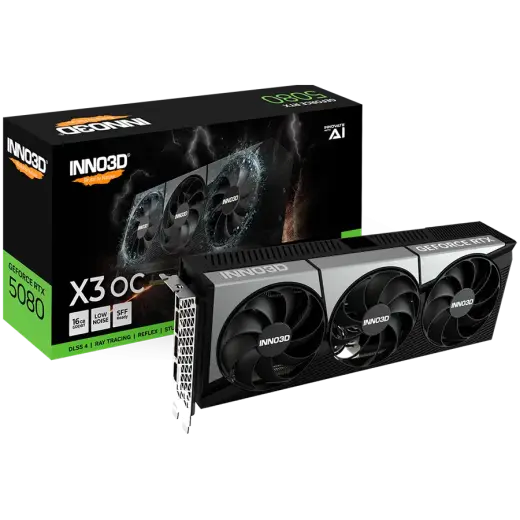 INNO3D NVIDIA GEFORCE RTX 5080 X3 OC 16GB GDDR7 256bit, 2460 MHz / 30Gbps, 3x DP, 1x HDMI, 3 fan, 2,5 slot