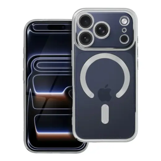 Electro Mag maciņš ar MagSafe atbalstu telefonam iPhone 17 Pro sudraba krāsā