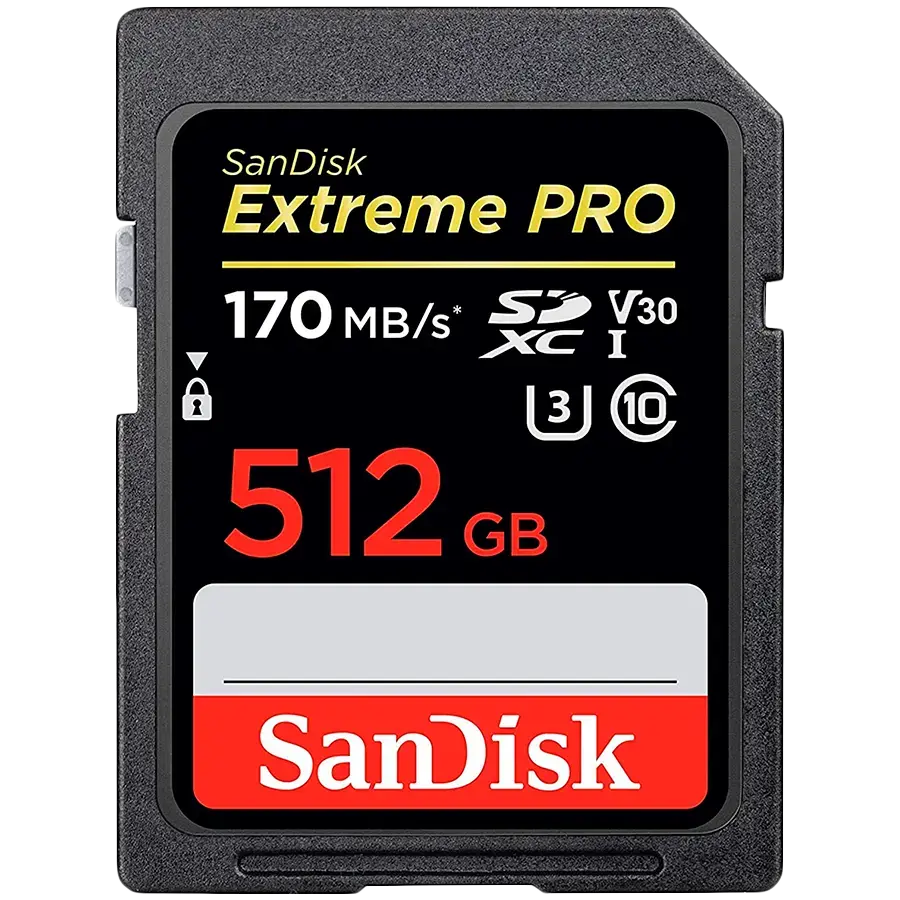 SANDISK Extreme 512GB SDXC Memory Card + 1 year RescuePRO Deluxe up to 180MB/s & 130MB/s Read/Write speeds, UHS-I, Class 10, U3, V30
