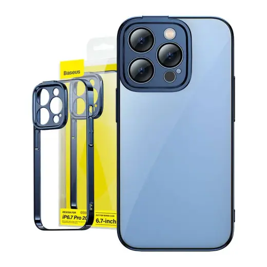Baseus Glitter phone case and tempered glass set for iPhone 14 Pro Max blue (with tempered glass in set)