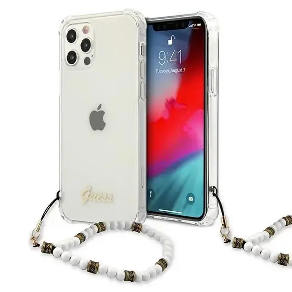 Guess GUHCP12MKPSWH iPhone 12|12 Pro 6.1" Transparent Hardcase White Pearl