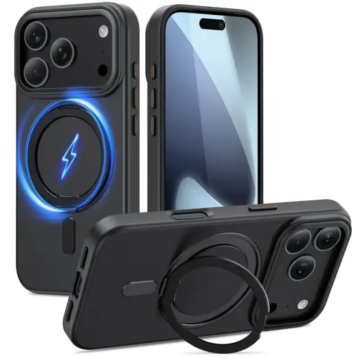 TECH-PROTECT MAGRING MAGSAFE phone case with MagSafe support for iPhone 17 Pro Max black