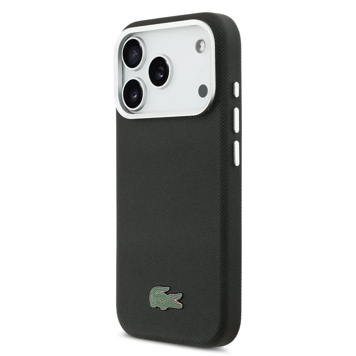 Lacoste Iconic Petit Pique Metal Logo maciņš ar MagSafe atbalstu telefonam iPhone 17 Pro melns