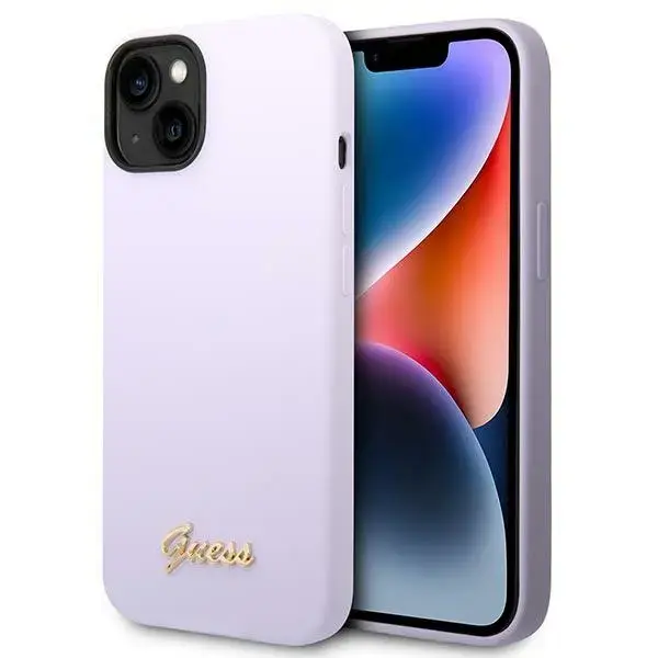 Guess GUHCP14MSLSMU iPhone 14 Plus 6,7" fioletowy|purple hard case Silicone Vintage Gold Logo