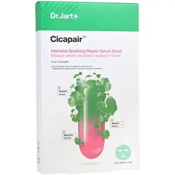Cicapair Intensive Soothing Repair Serum Mask 5 x - Soothing and hydrating facial mask.
