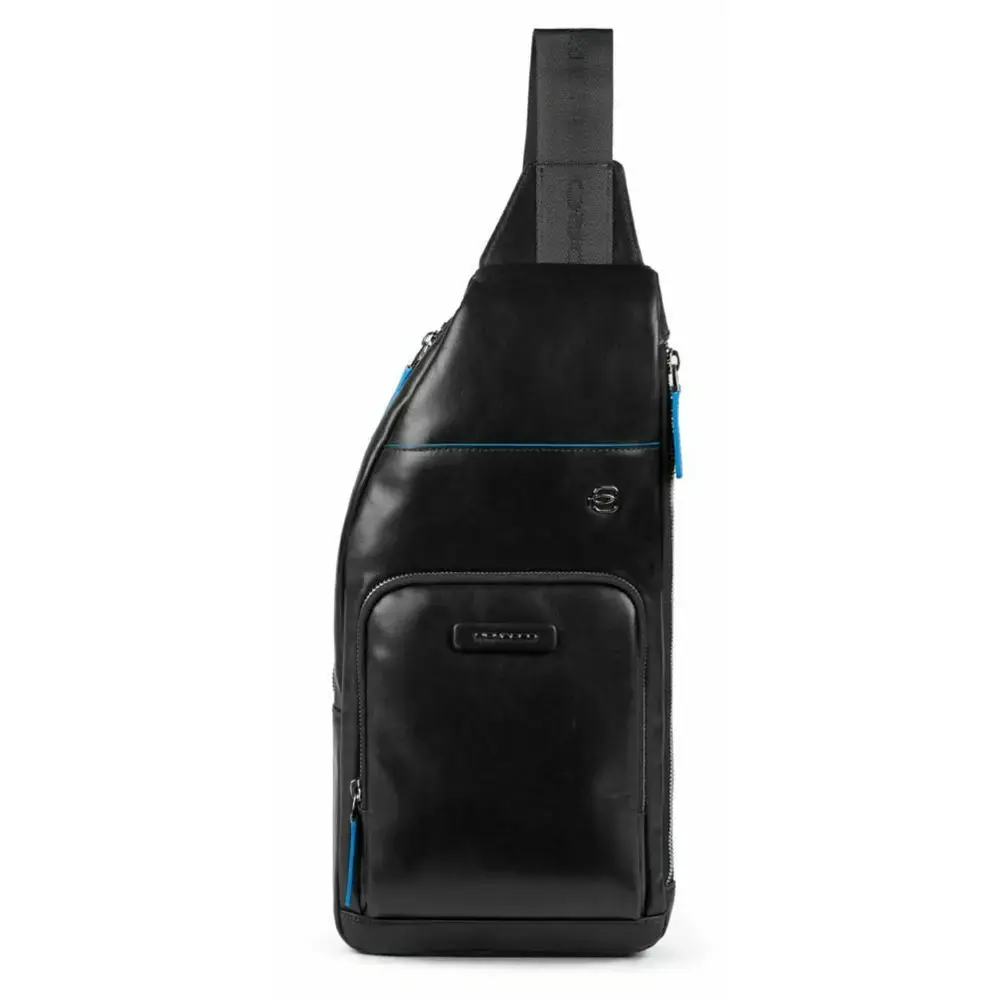 Piquadro, Monospalla, Leather, Leather Backpack, Black, Mono Sling, For Men, 18 x 36 x 6 cm