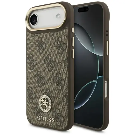 Guess 4G Strass Logo maciņš ar MagSafe atbalstu telefonam iPhone 17 Air brūns