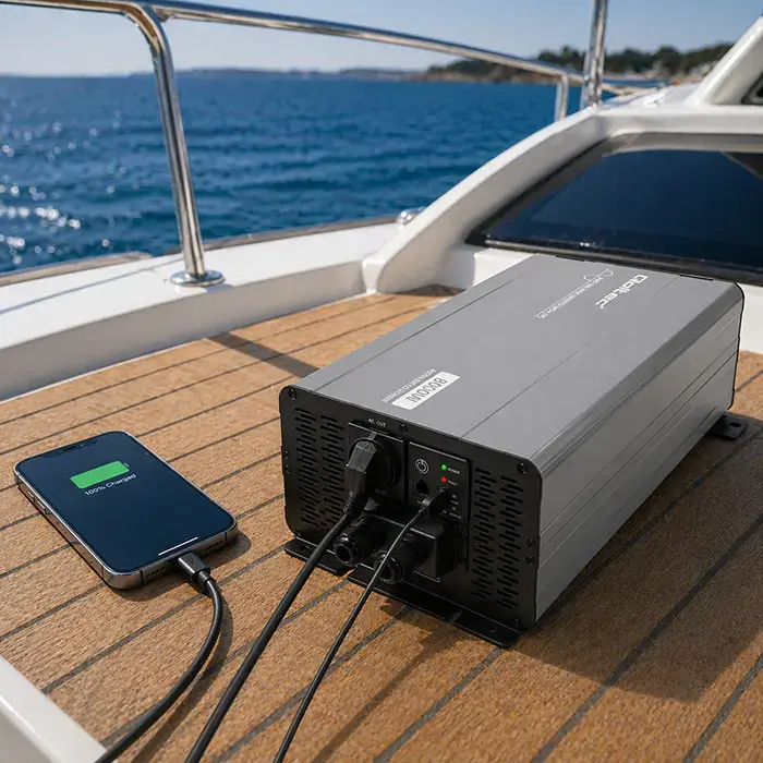 Qoltec Pure Sine Wave Inverter with UPS | 12V to 230V | 4000/8000W | USB | Compatible with LiFePO4 GEL AGM