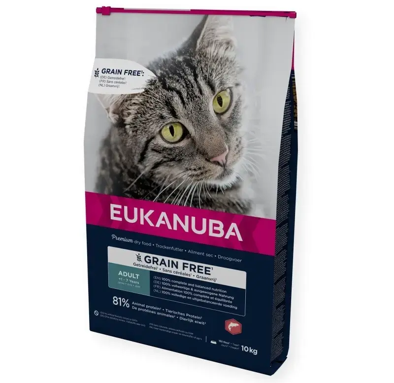 Sausā barība kaķiem - Eukanuba CAT Adult GRAIN FREE Salmon 10 kg