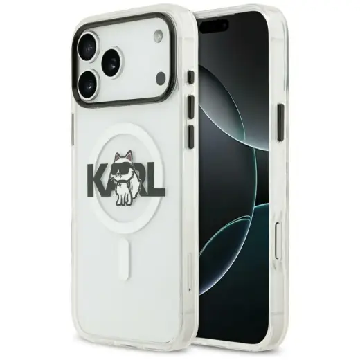Etui Karl Lagerfeld IML Choupette Sketch  Logo MagSafe do iPhone 17 przezroczysty