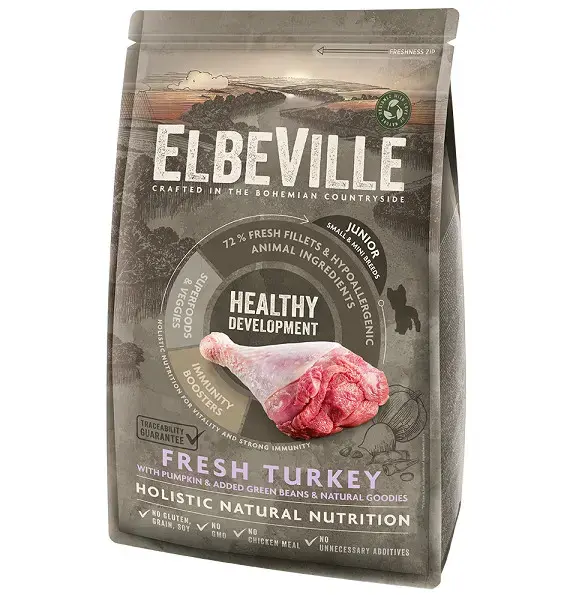 Sausa barība kucēniem - ELBEVILLE Puppy and Junior Mini Fresh Turkey Healthy Development 1,4 kg