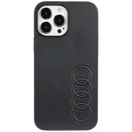 Audi Synthetic Leather maciņš telefonam iPhone 13 Pro Max melns