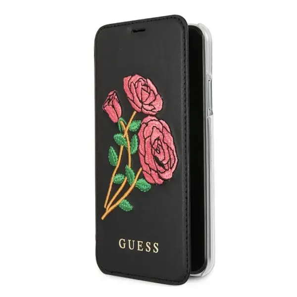 Guess GUFLBKPXEROBK iPhone X black |czarny book Flower Desire