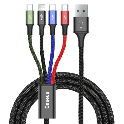 Baseus data transfer and charging cable | USB-A to USB-C, Lightning, Micro USB | 18W | 1.2m | black