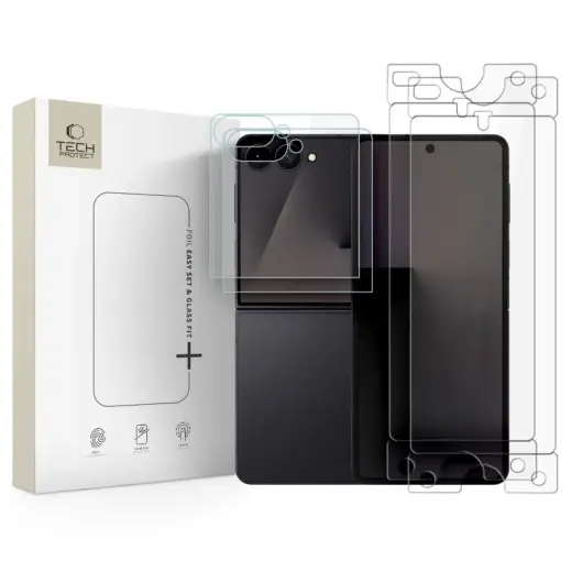 ZESTAW OCHRONNY TECH-PROTECT EASY SET FOIL & GLASS FIT+ 4IN1 GALAXY Z FLIP 7 / 8 CLEAR