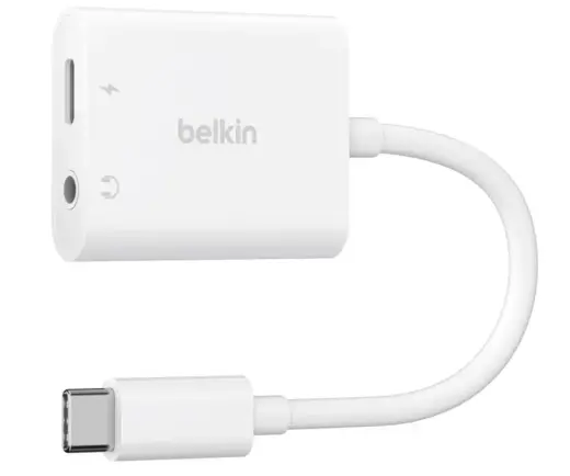 USB-C to 3.5 MM AUDIO Adapter + USB-C white cable