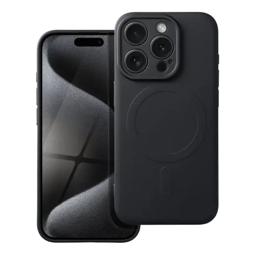 SILICONE MAG COVER чехол с поддержкой MagSafe для телефона iPhone 15 Pro чёрный