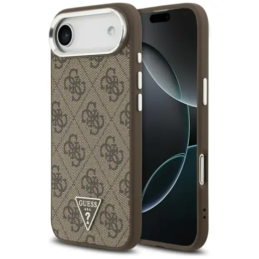 Guess 4G Triangle Logo maciņš ar MagSafe atbalstu telefonam iPhone 17 Air brūns