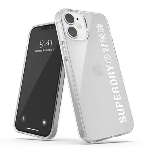 SuperDry Snap iPhone 12 mini Clear Case biały|white 42593