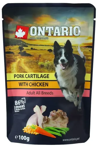 Canned dog food : Ontario Dog Pork Cartilage with Chicken in Broth, 100 g