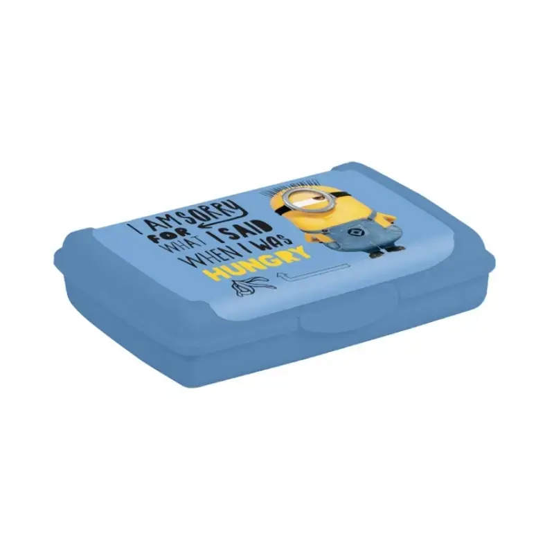 Pārtikas uzglabāšanas trauks deco-click-box mini 0,5L Carla  "Minions Hungry" 17x13x3,5cm gaiši zils
