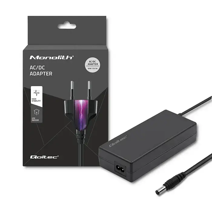 Qoltec Desktop power supply 60W | 12V | 5A | 5.5*2.1 + power cable