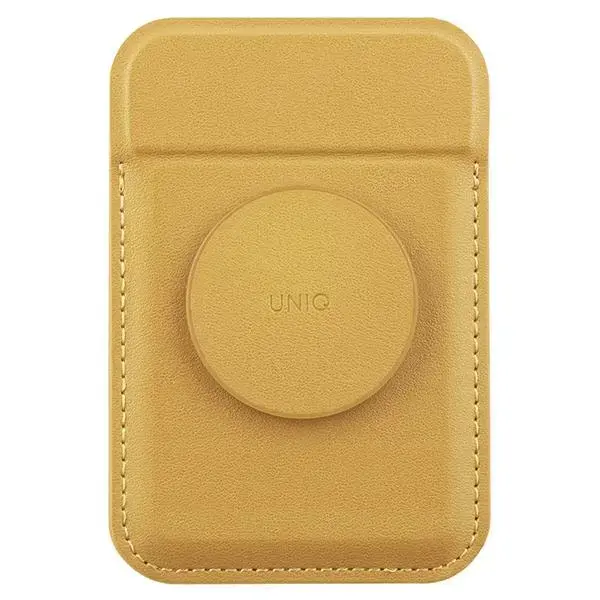 UNIQ Flixa magnetyczny portfel na karty z podpórką żółty|canary yellow MagSafe