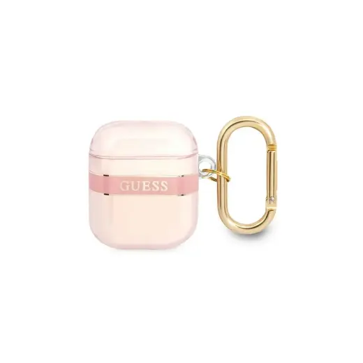 Guess TPU Printed Stripe Case for Airpods 1|2 Pink
