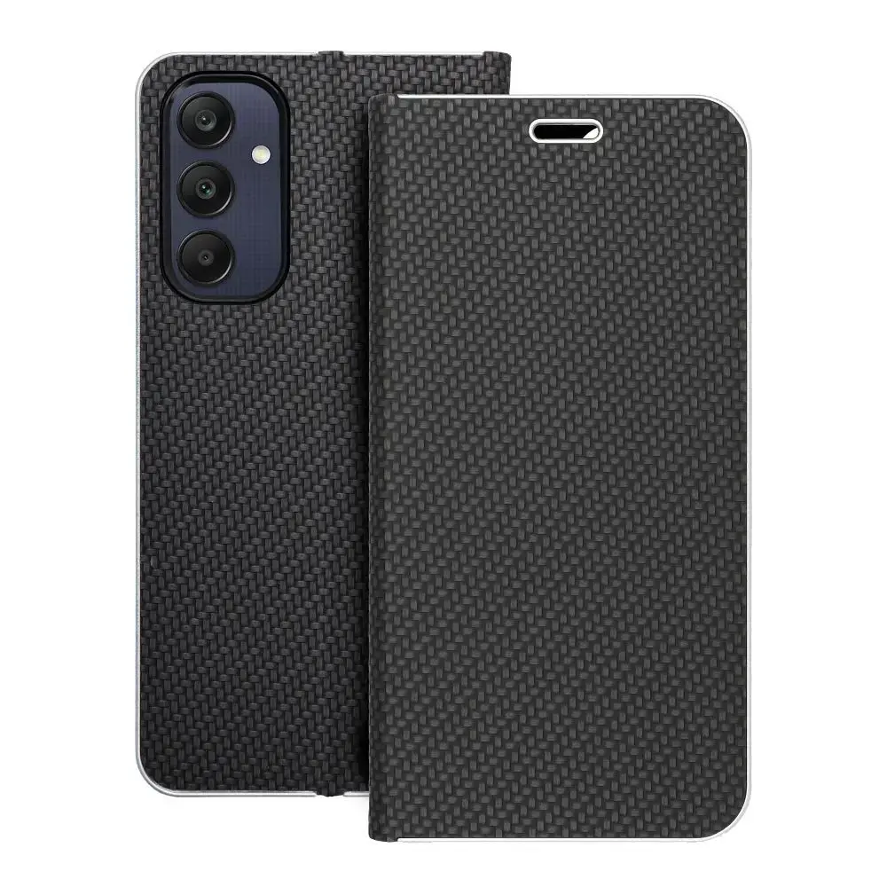 LUNA Book Carbon grāmatveida maciņš telefonam Samsung Galaxy A25 (A256) melns