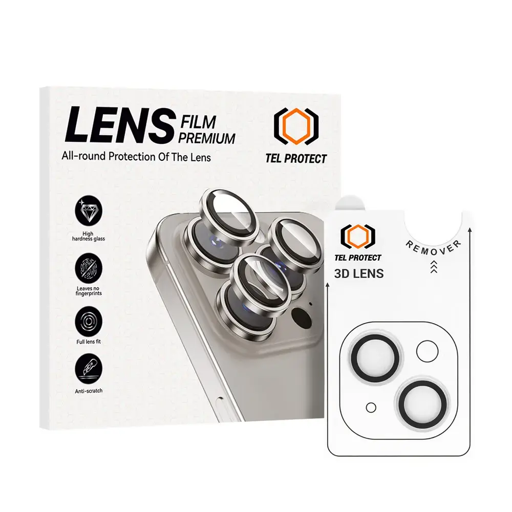 Tempered glass Tel Protect 3D Lens on camera for Iphone 15/15 Plus transparent (lens 2 pieces)