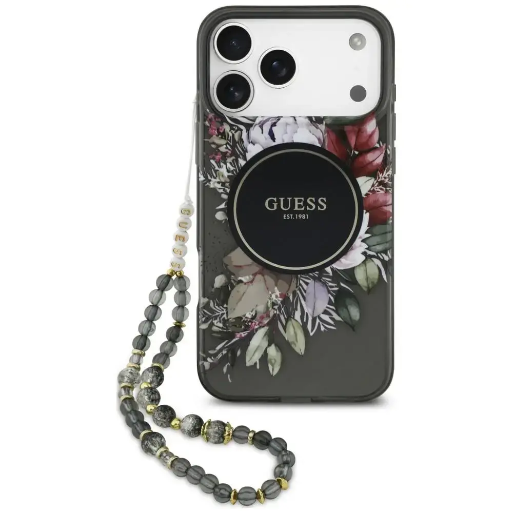 GUESS Case IML Flowers Pearl Strap