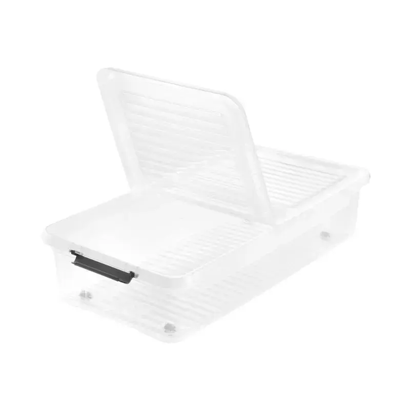 Kaste ar vāku uz ritenīšiem underbed box Leo 77x58x16 cm 53L caurspīdīga