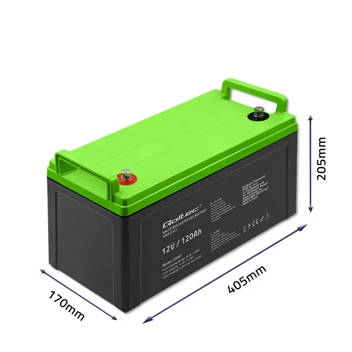 Qoltec Gel Battery | 12V | 120Ah | 34.8kg | Maintenance-free | Professional | LongLife | PV, UPS, camper, boat