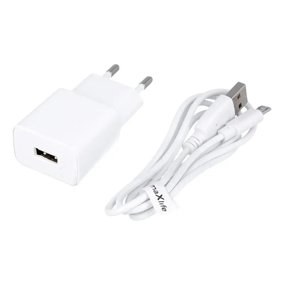 Maxlife MXTC-01 tīkla lādētājs | 5W | USB-A | Micro USB vads komplektā | balts