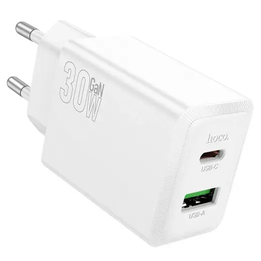 HOCO N71 tīkla lādētājs | 30W | PD, QC | USB-A, USB-C | balts