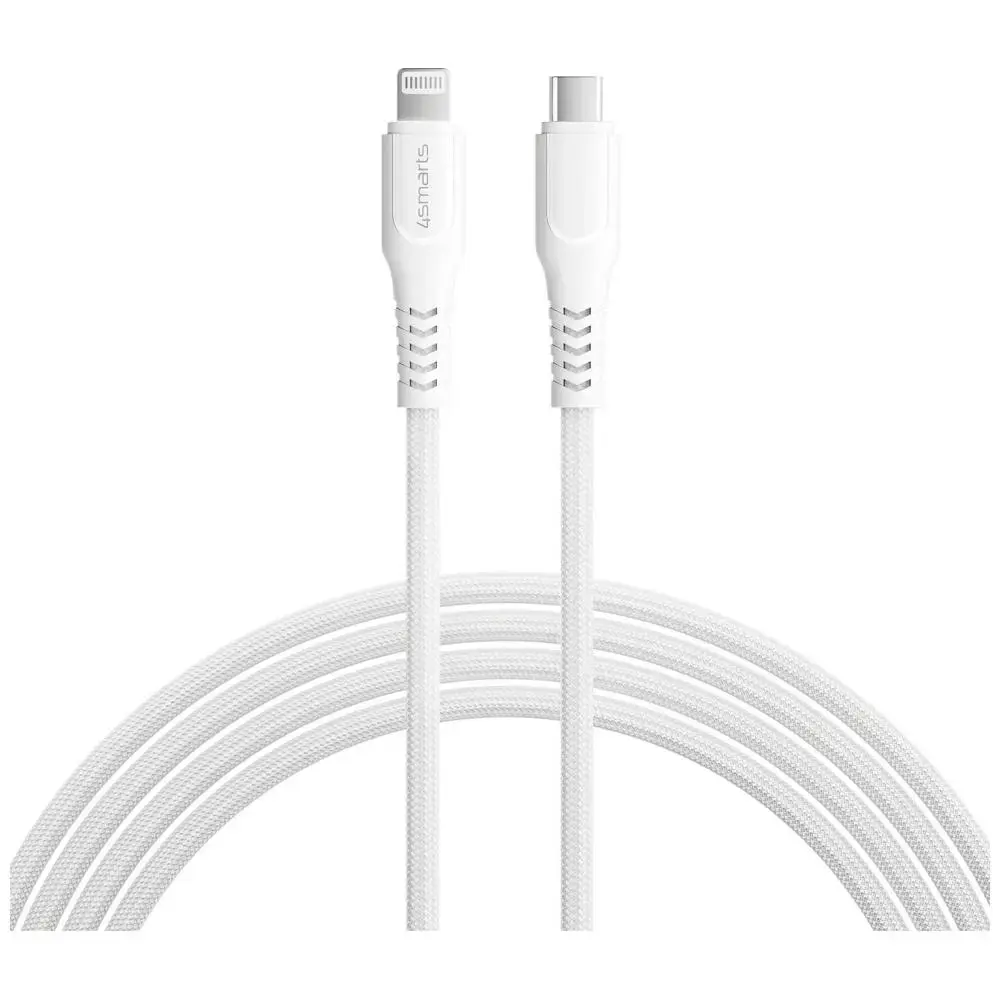 4smarts datu pārraides un uzlādes vads | Lightning uz USB-C | 30W | 1.5m | balts