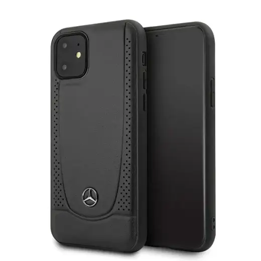 Mercedes MEHCP12SARMBK Leather Urban telefono dėklas iPhone 12 Mini juodas