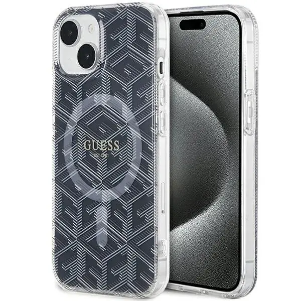 Guess GUHMP15SHGCUSTGK iPhone 15 | 14 | 13 6.1" czarny|black hardcase IML GCube MagSafe