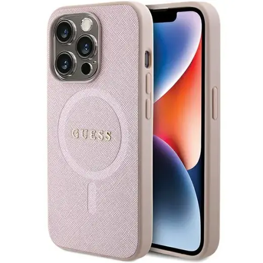 Guess GUHMP15XPSAHMCP iPhone 15 Pro Max  6.7" różowy|pink hardcase Saffiano MagSafe