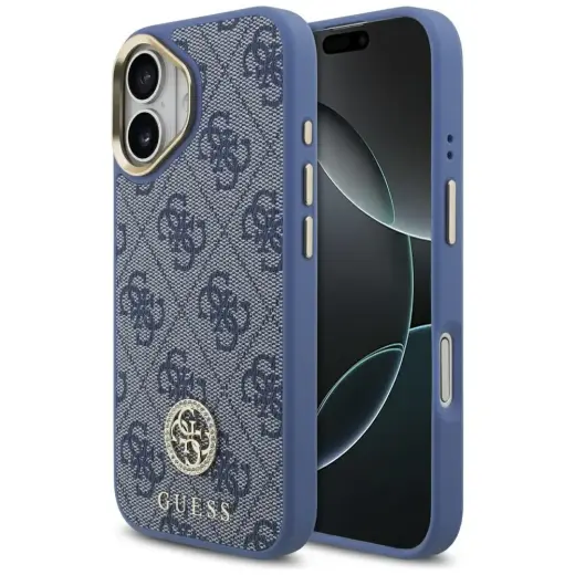 Case Guess 4G Strass Logo MagSafe for iPhone 17 blue