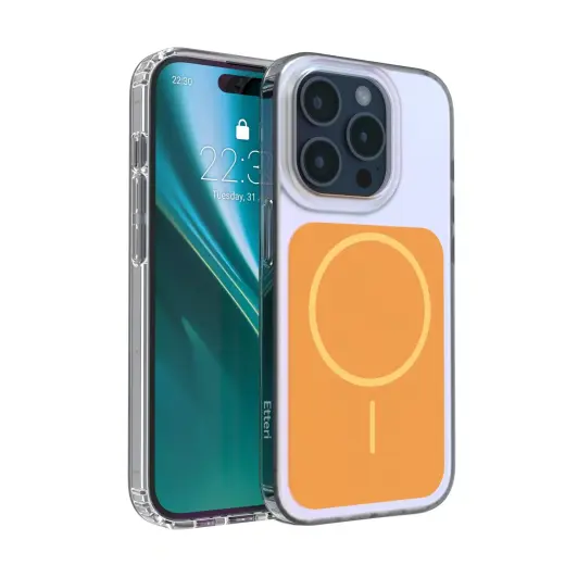 Etteri Hidden Pearl Epoxy Mag telefono dėklas iPhone 15 Pro oranžinis