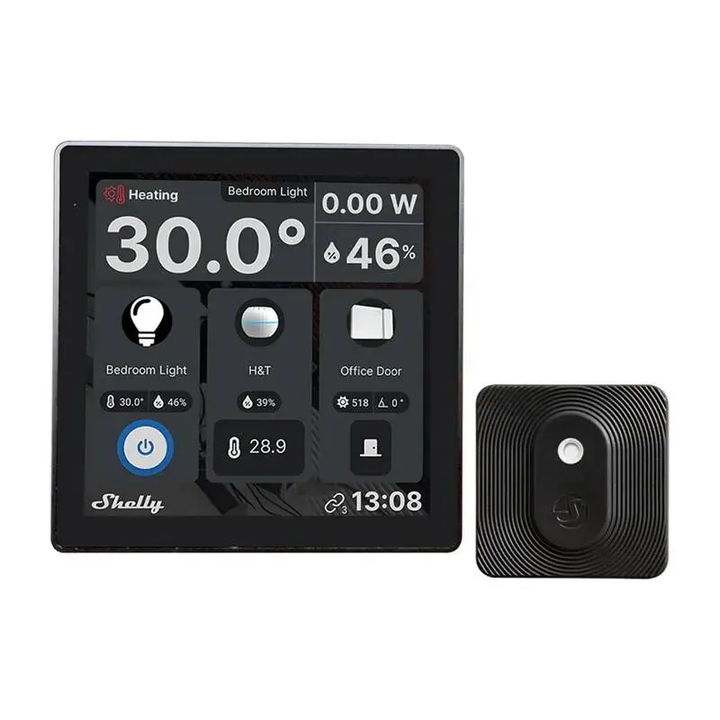 Shelly Wall Display WiFi/BLU (Black) + BLU H&T (Black) Set