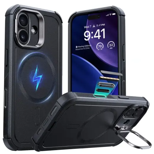 ESR CYBER KICKSTAND maciņš ar statīvu telefonam iPhone 17 melns