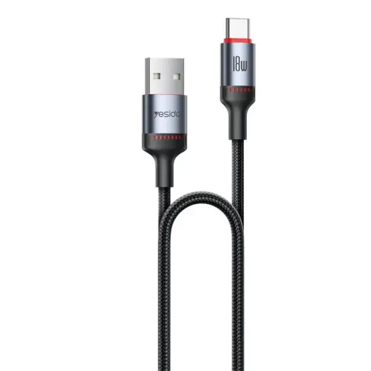 YESIDO CA129C andmeedastus- ja laadimiskaabel | USB-A kuni USB-C | 18W | 1.2m | must