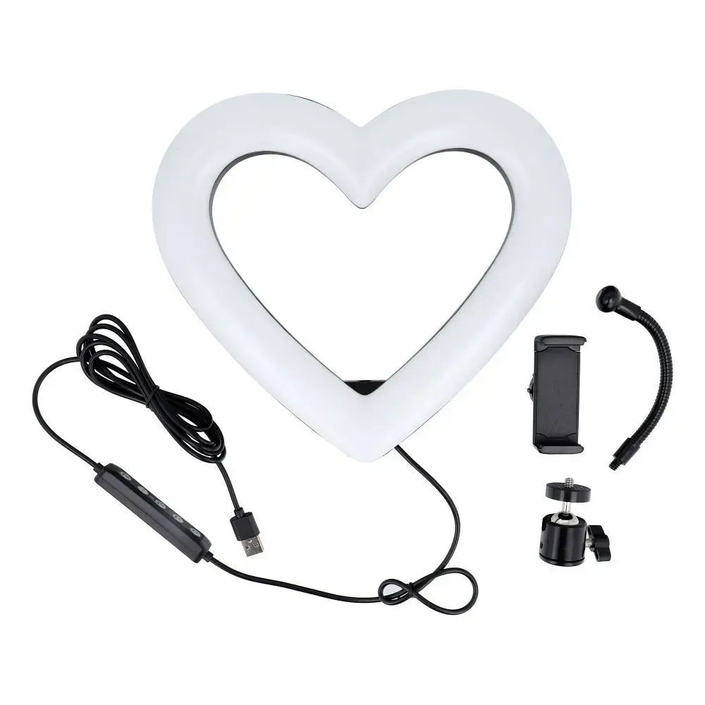 LED Ring Stream RGB lamp 10" with holder for mobile HEART + tripod JM26-10 black