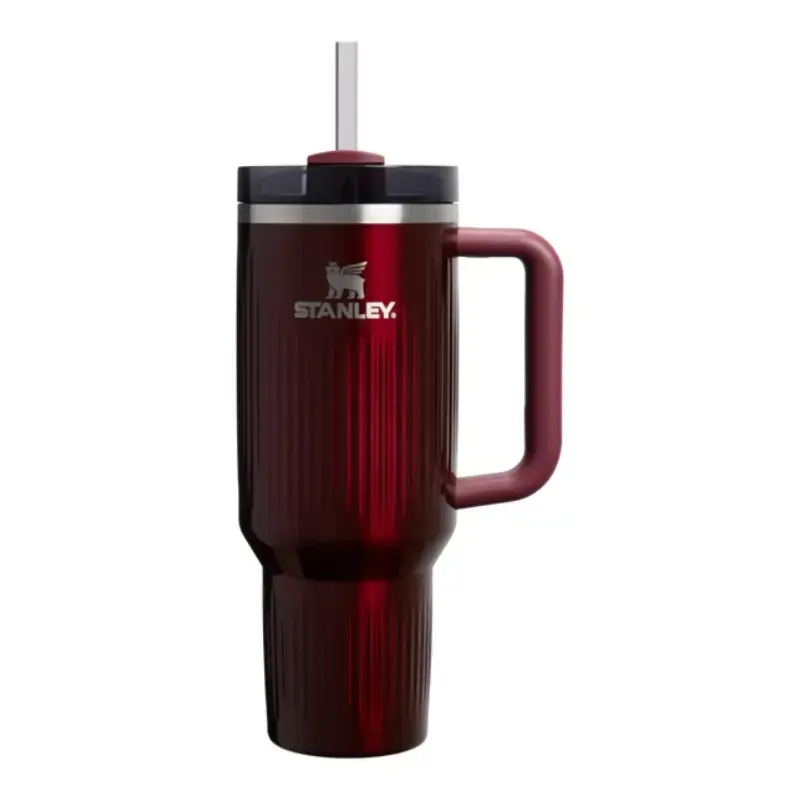 Termokrūze ar salmiņu The Quencher H2.0 Fluted Tumbler 1.18L spīdīgi sarkanbrūna