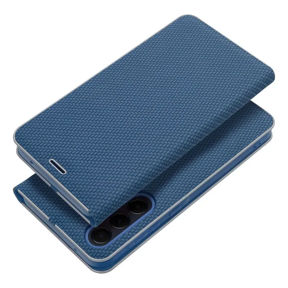 LUNA Book Carbon grāmatveida maciņš telefonam Samsung Galaxy S22 Ultra (S908) zils