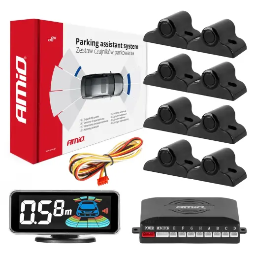 Parking assistant system LED-GRAF 3D 8 sensor black TRUCK 19mm