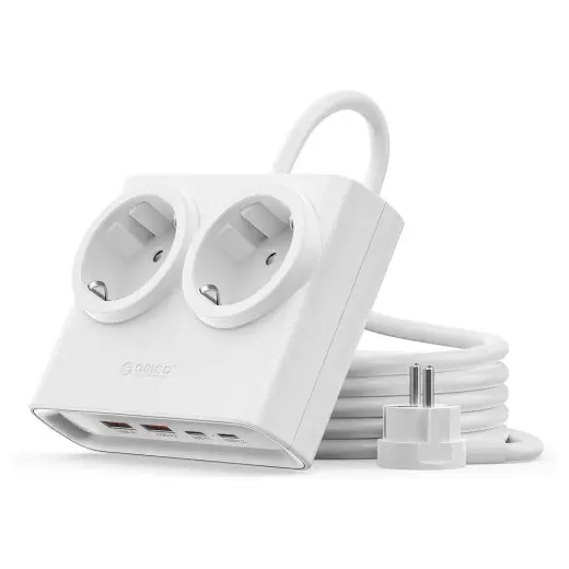 Orico PDC25 25W 6in1 Power Strip 2x AC + 2x USB-A + 2x USB-C - White