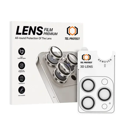 Tempered glass Tel Protect 3D Lens on camera for Iphone 17 Pro/17 Pro Max transparent (lens 3 pieces)